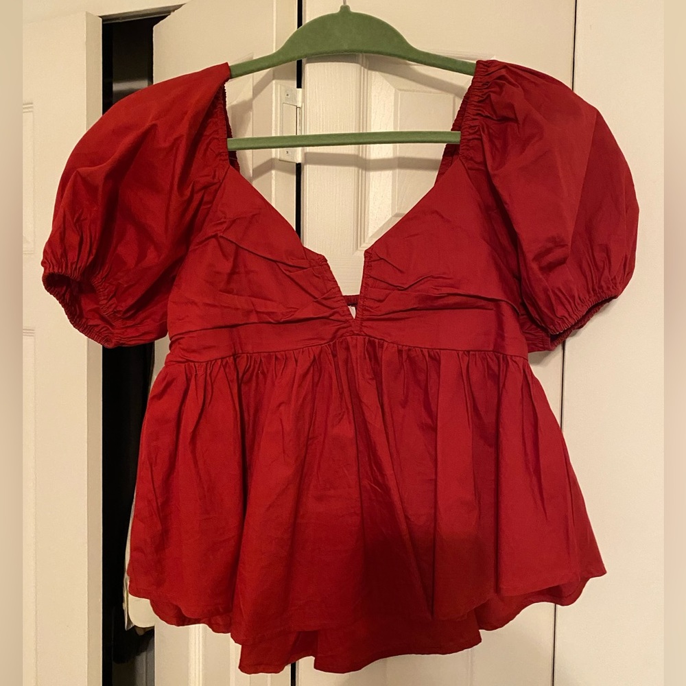 Crimson red boutique peplum top